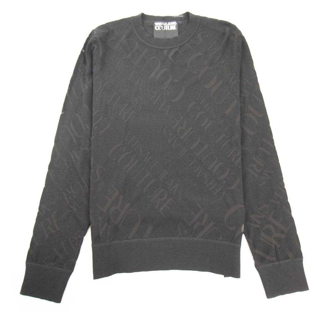 Versace Jeans Couture Embossed Writing Knitted Jumper Black