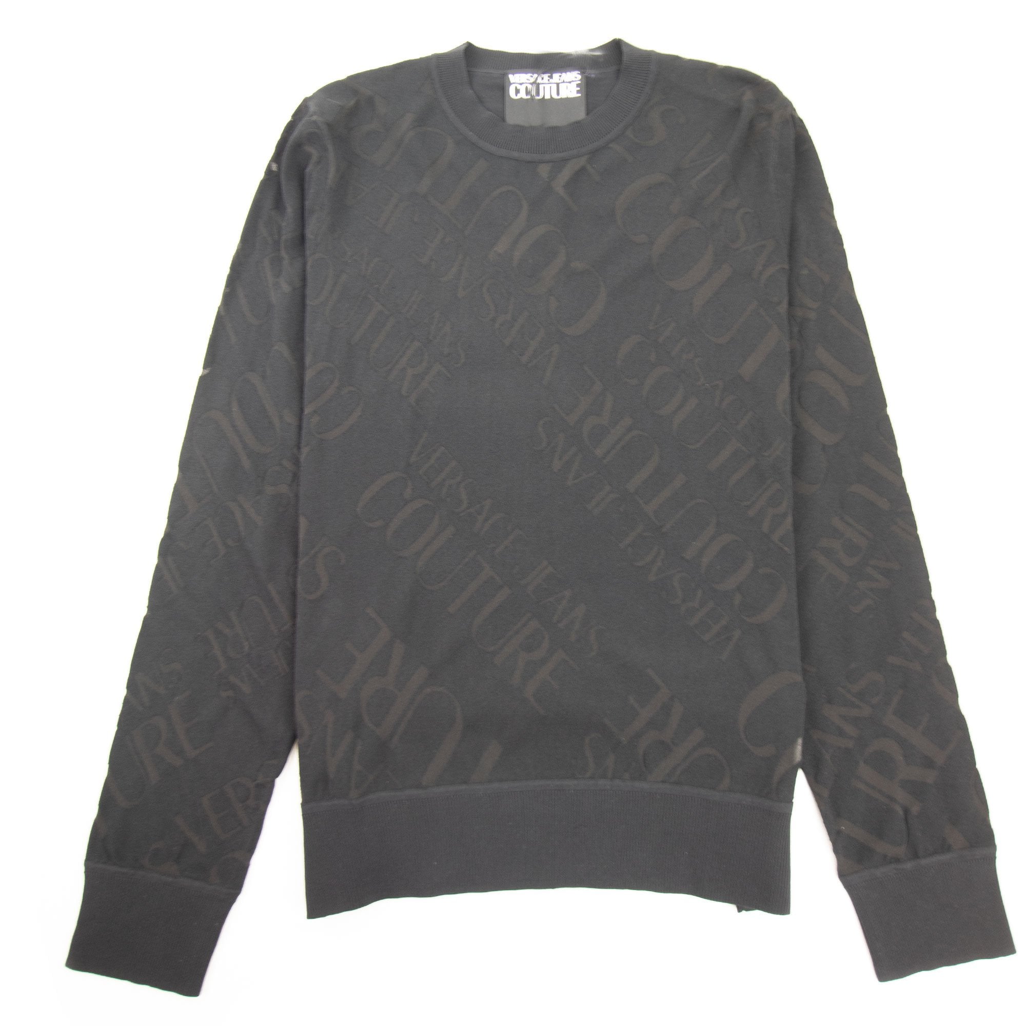 Versace Jeans Couture Embossed Writing Knitted Jumper Black
