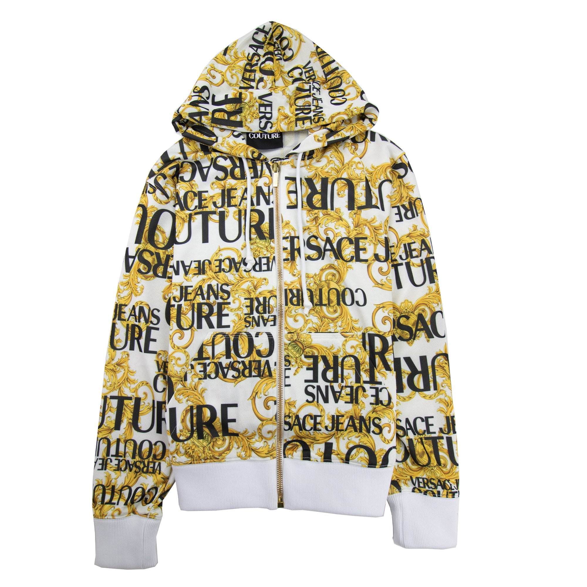 Versace Jeans Couture Baroque Print Zip Hoody White | ONU – Onu
