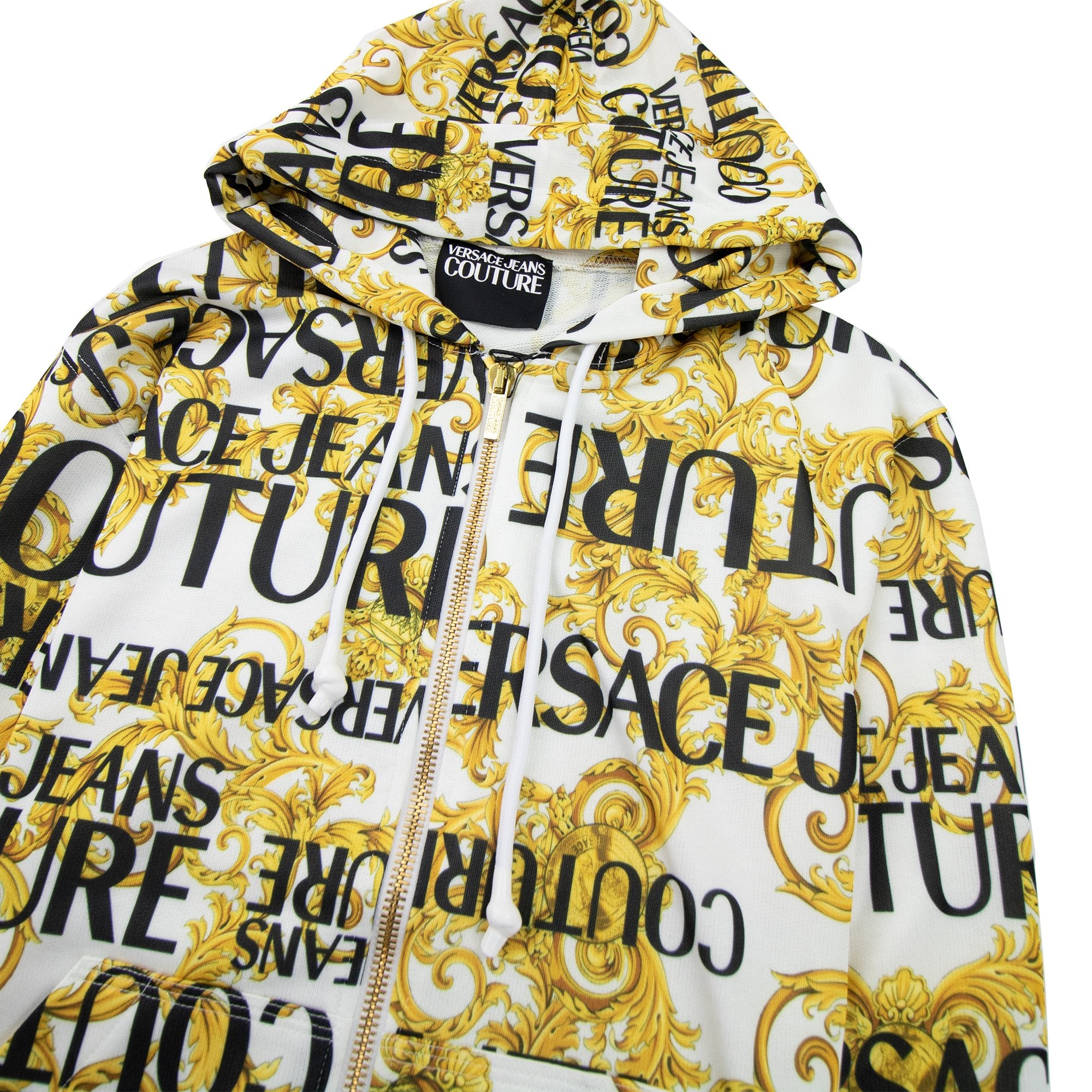 Versace Jeans Couture Baroque Print Zip Hoody White | ONU – Onu