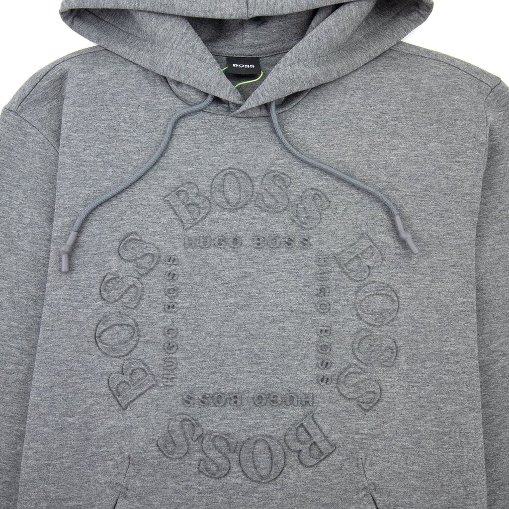Hugo Boss Sly Layered Metallic Logo Hooded Sweat Grey 031