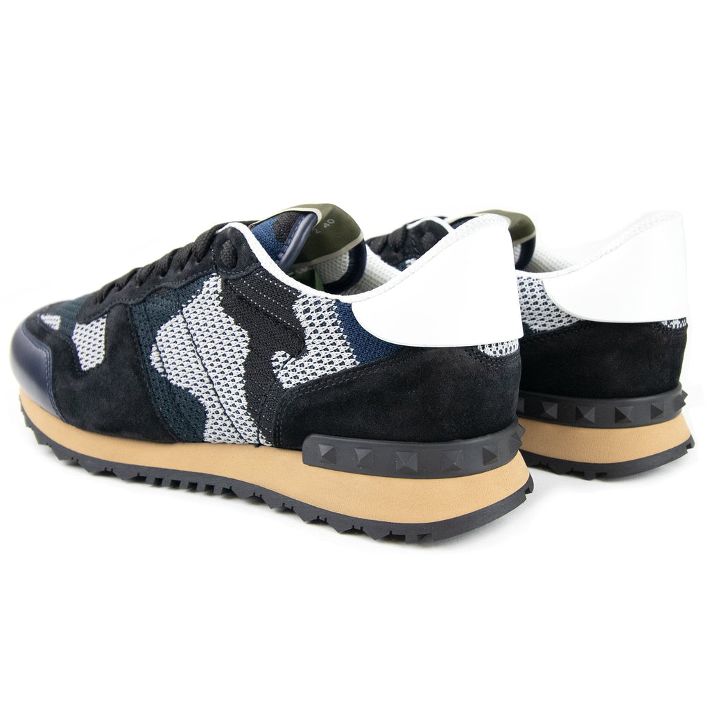 Valentino Mesh Fabric Camouflage Sneaker Indigo 31J