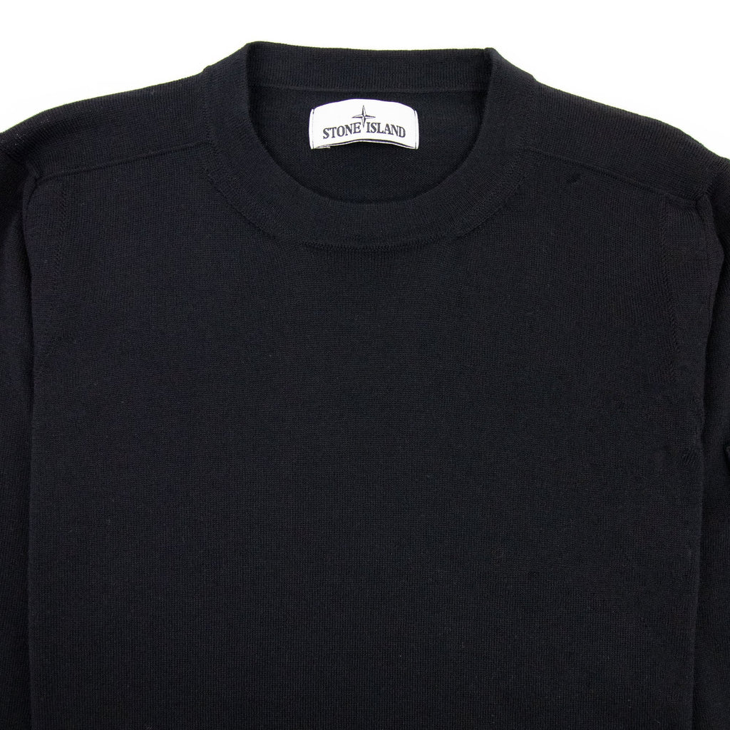 Stone Island Merino Wool Logo Jumper Black V0029