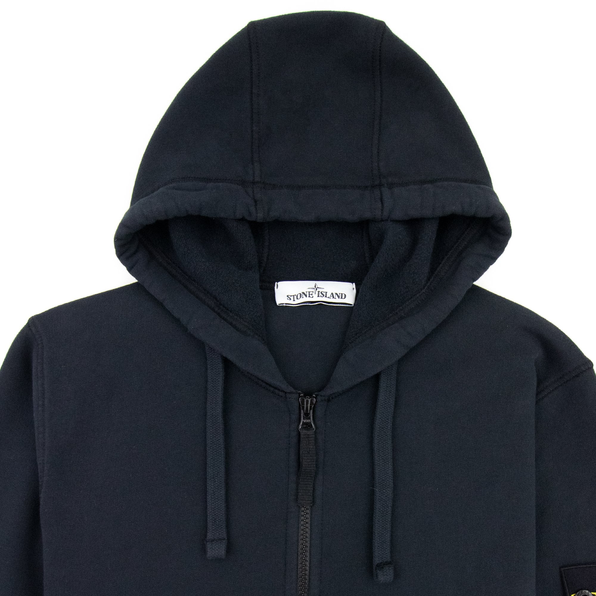 Stone Island Open Zip Up Hooded Sweatshirt Navy V0020