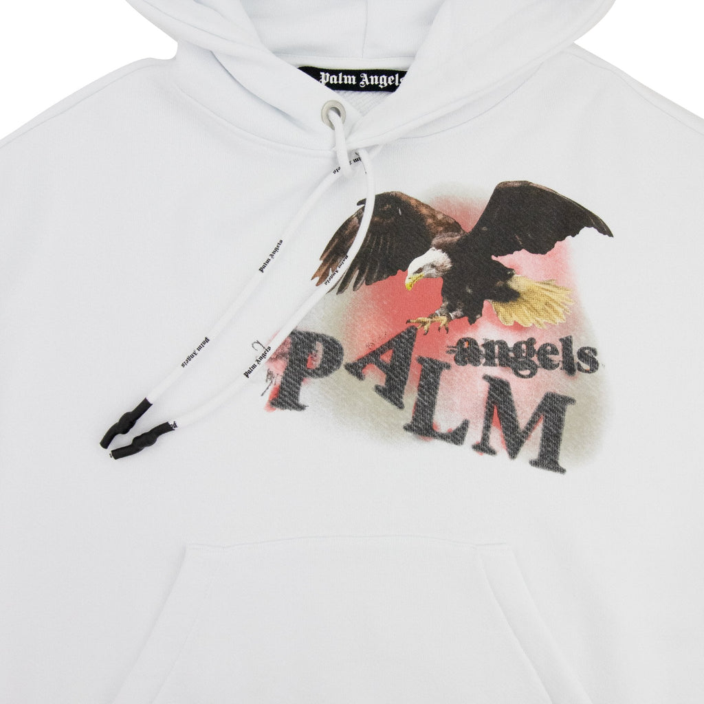 Palm Angels Flame Eagle Oversized Hooded Sweatshirt White