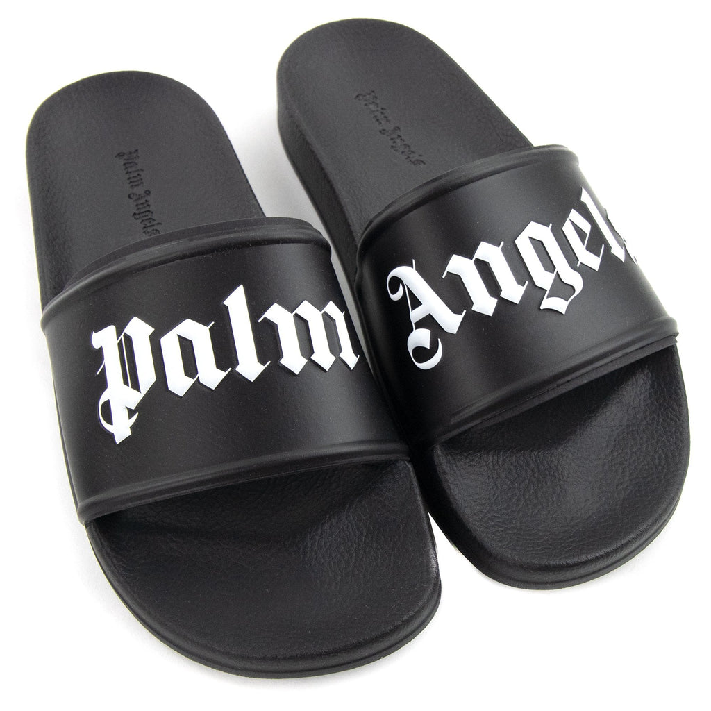 Palm Angels Logo Pool Sliders Black/white