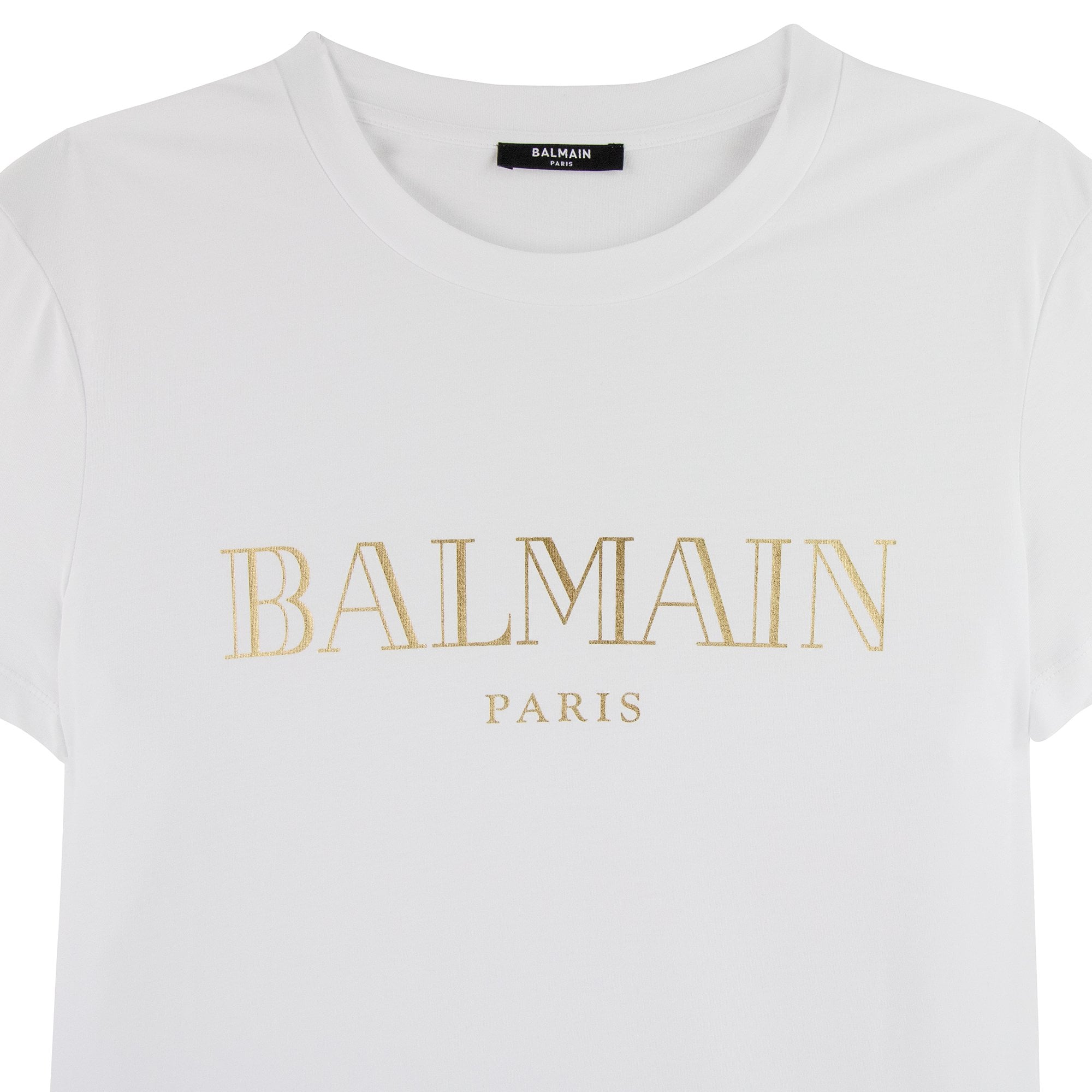 BALMAIN ロゴTシャツ ホワイト ゴールド Balmain Logo Print Cotton T Shirt White/gold | ONU – Onu
