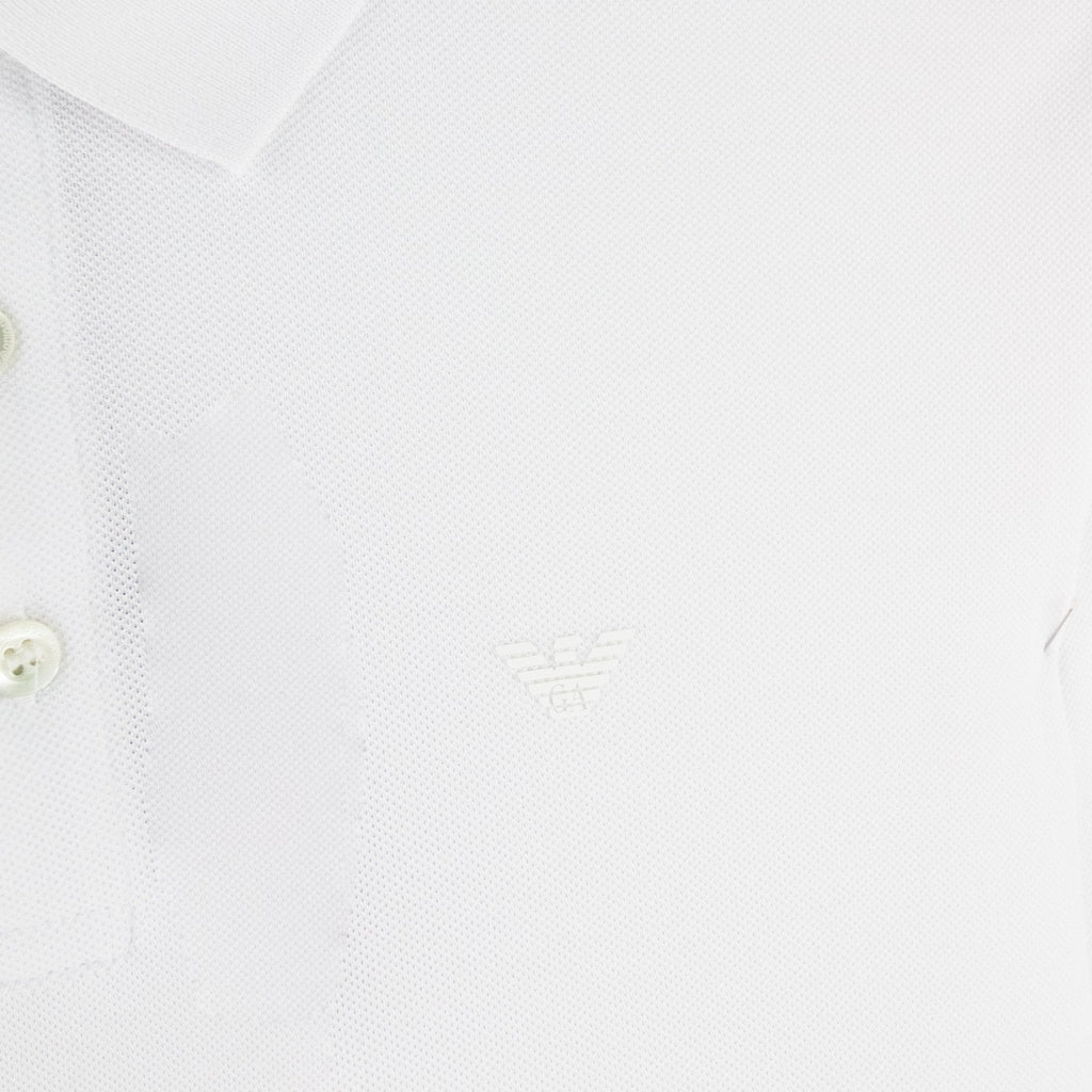 Emporio Armani Logo Long Sleeve Polo Shirt White 0100
