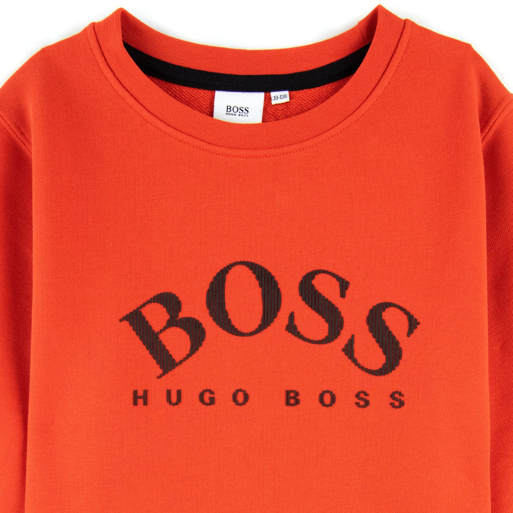 Hugo Boss Kids Logo Crew Neck Sweatshirt Spicy Orange 499