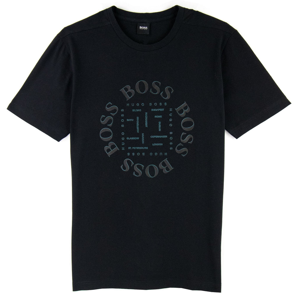 Hugo Boss City Logo Print T Shirt Black 001