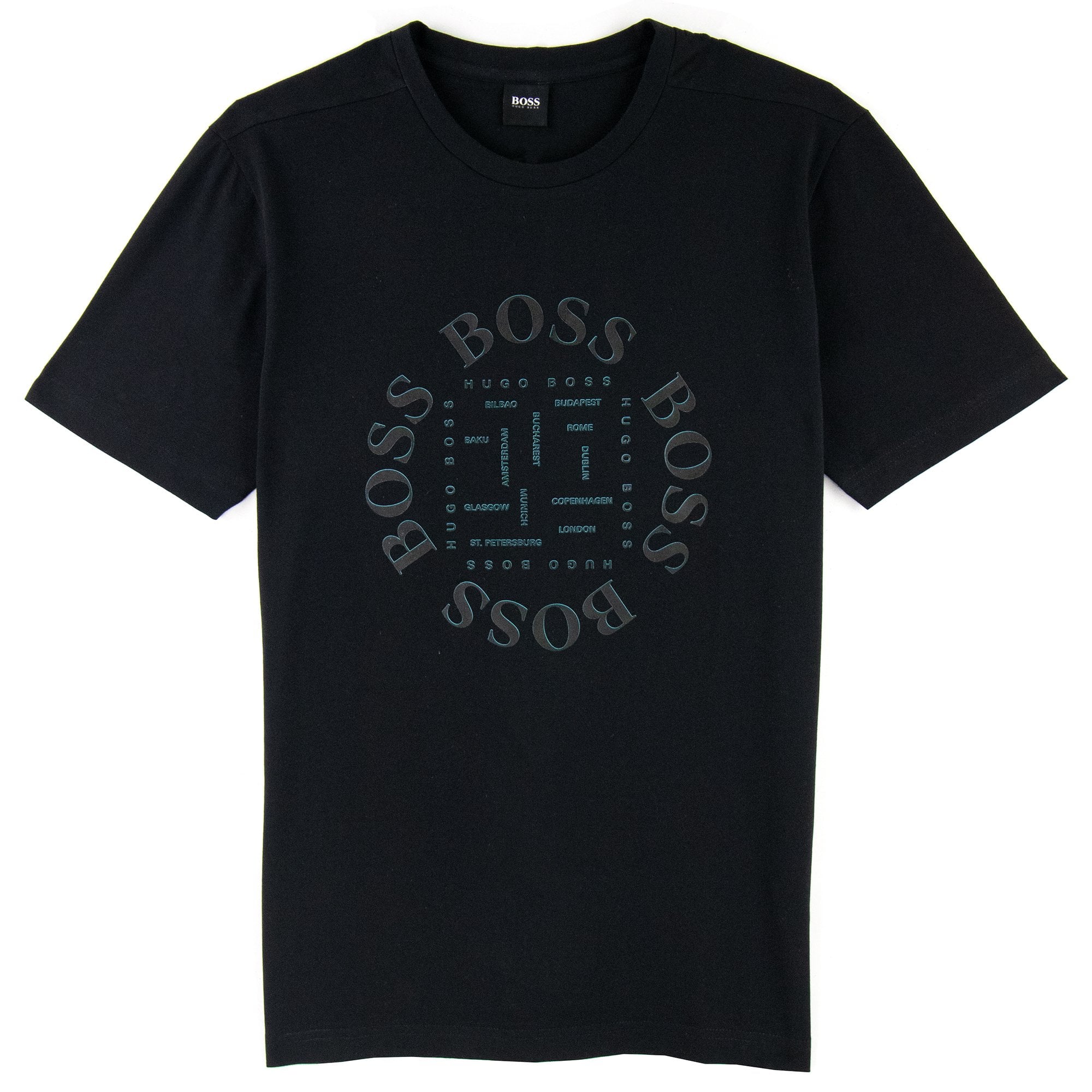 Hugo Boss City Logo Print T Shirt Black 001