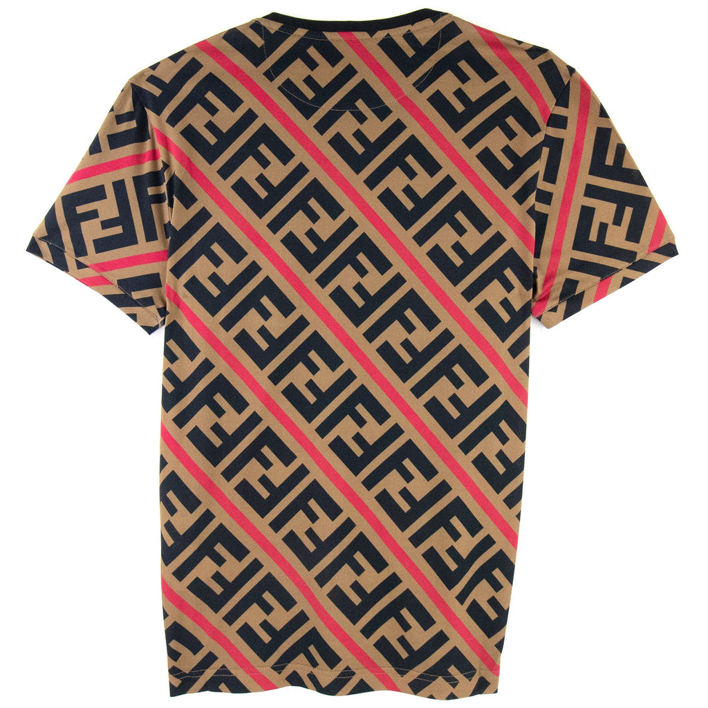 Fendi Diagonal FF Logo T Shirt Beige/black