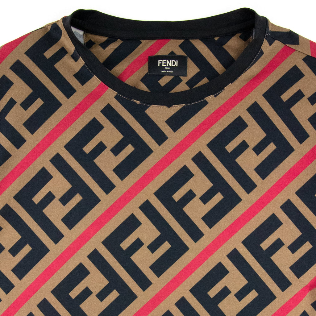 Fendi Diagonal FF Logo T Shirt Beige/black