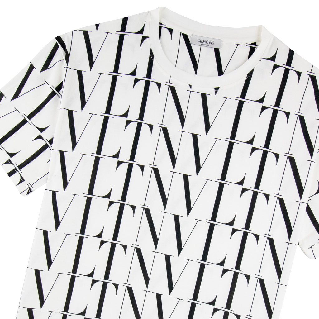 Valentino Logo Pattern Crewneck T Shirt White/black