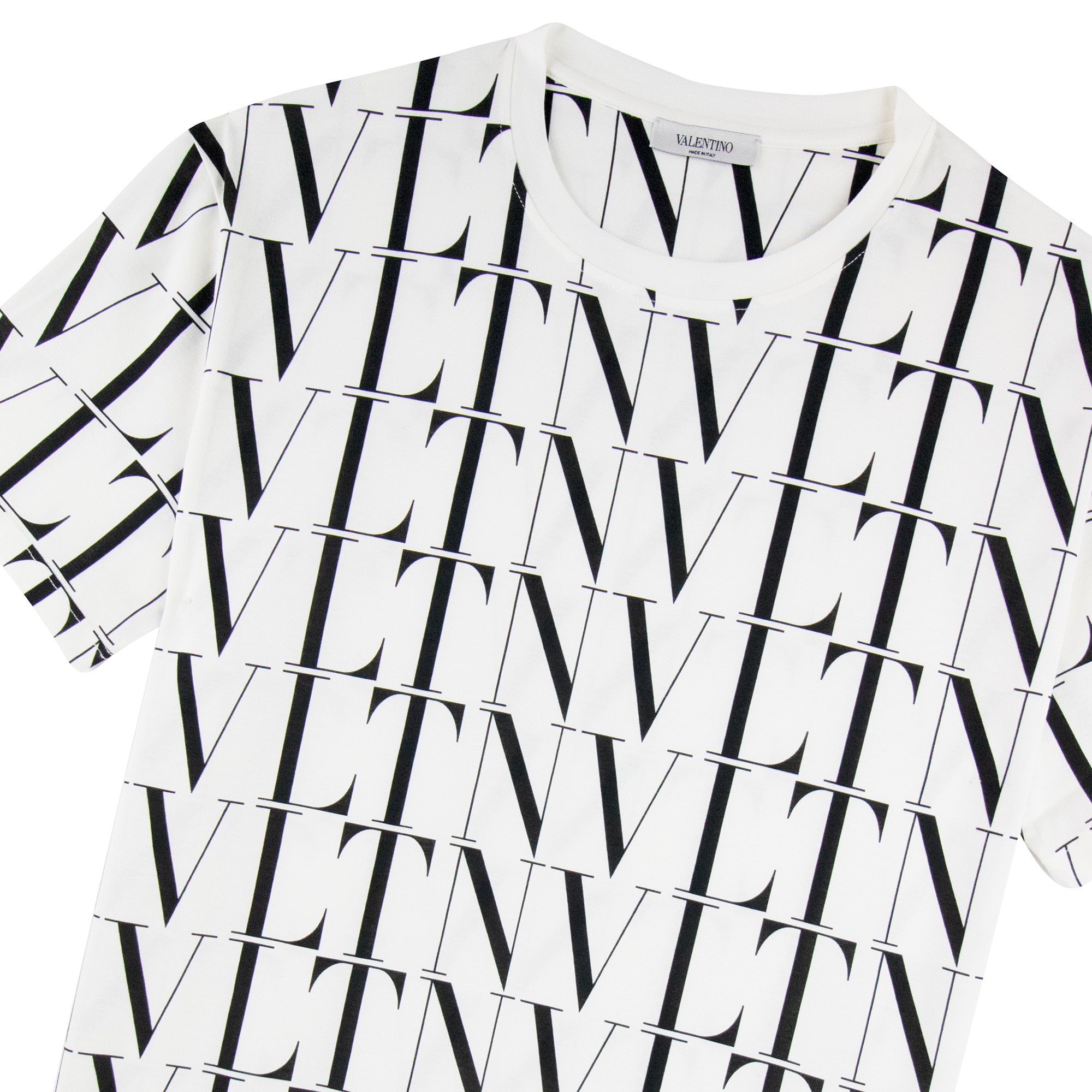 Valentino Logo Pattern Crewneck T Shirt White/black