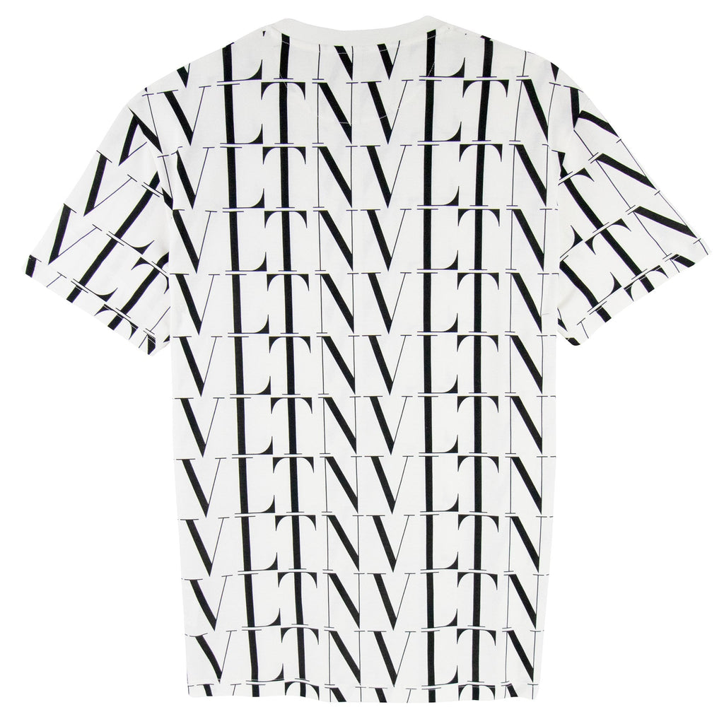 Valentino Logo Pattern Crewneck T Shirt White/black