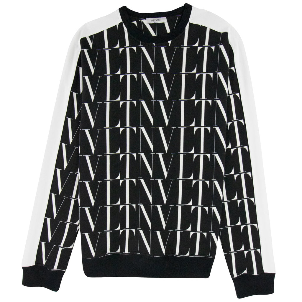 Valentino Logo Pattern Contrast Tape Stretch Sweatshirt Black/white