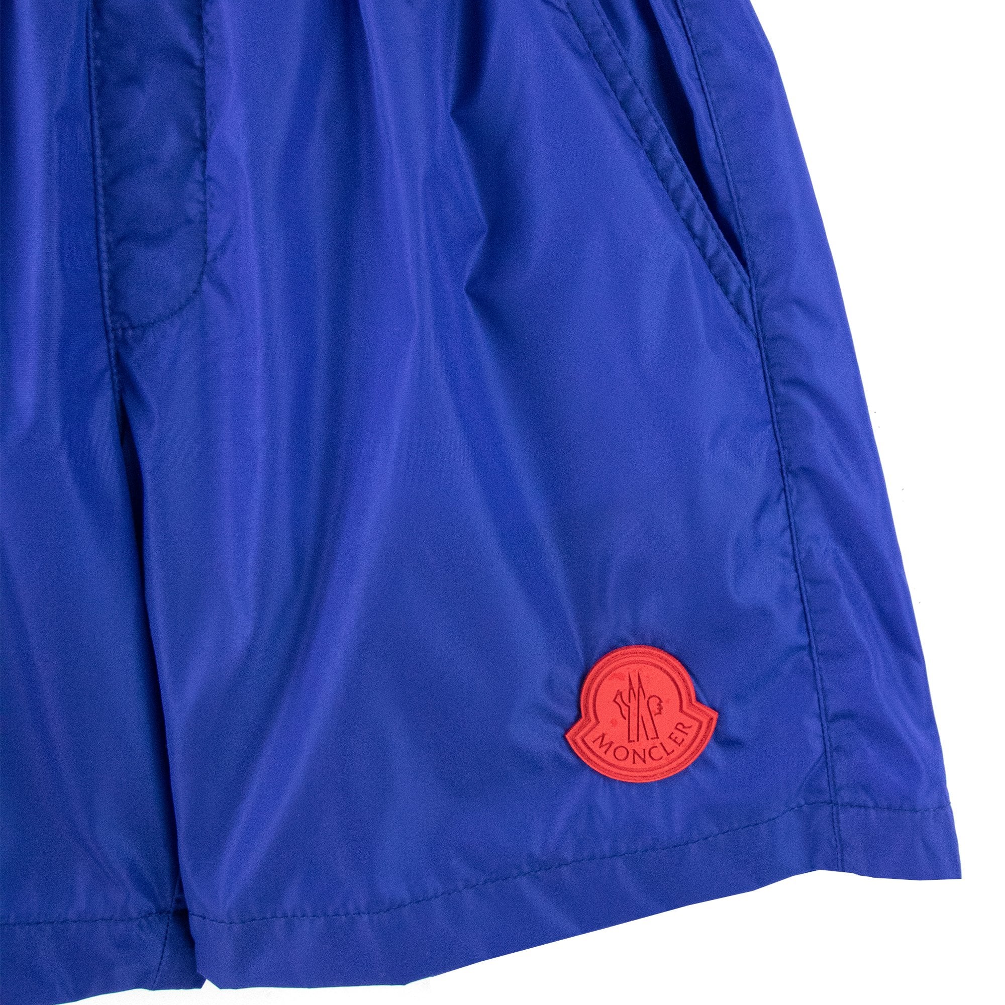 Moncler Junior Mare Rubber Logo Swim Shorts Electric Blue