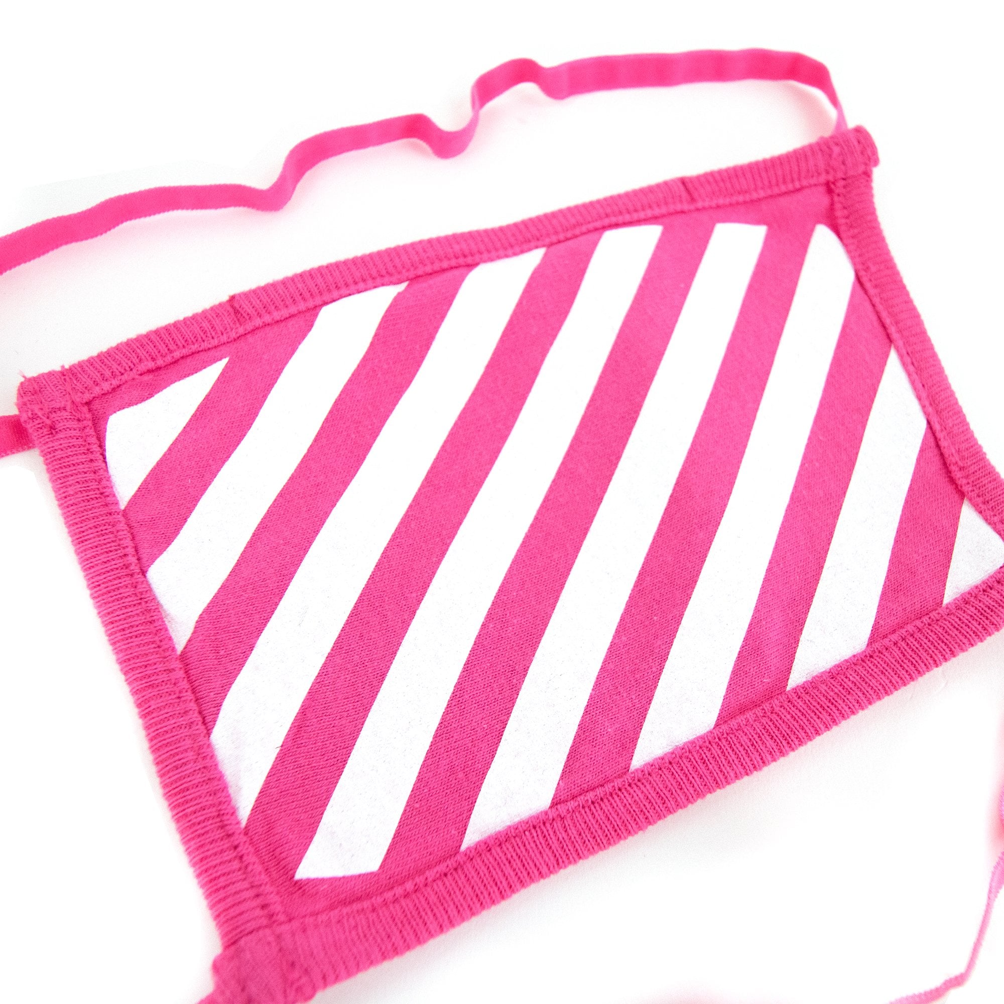 Off White Diagonal Graphic Print Face Mask Fuchsia/white