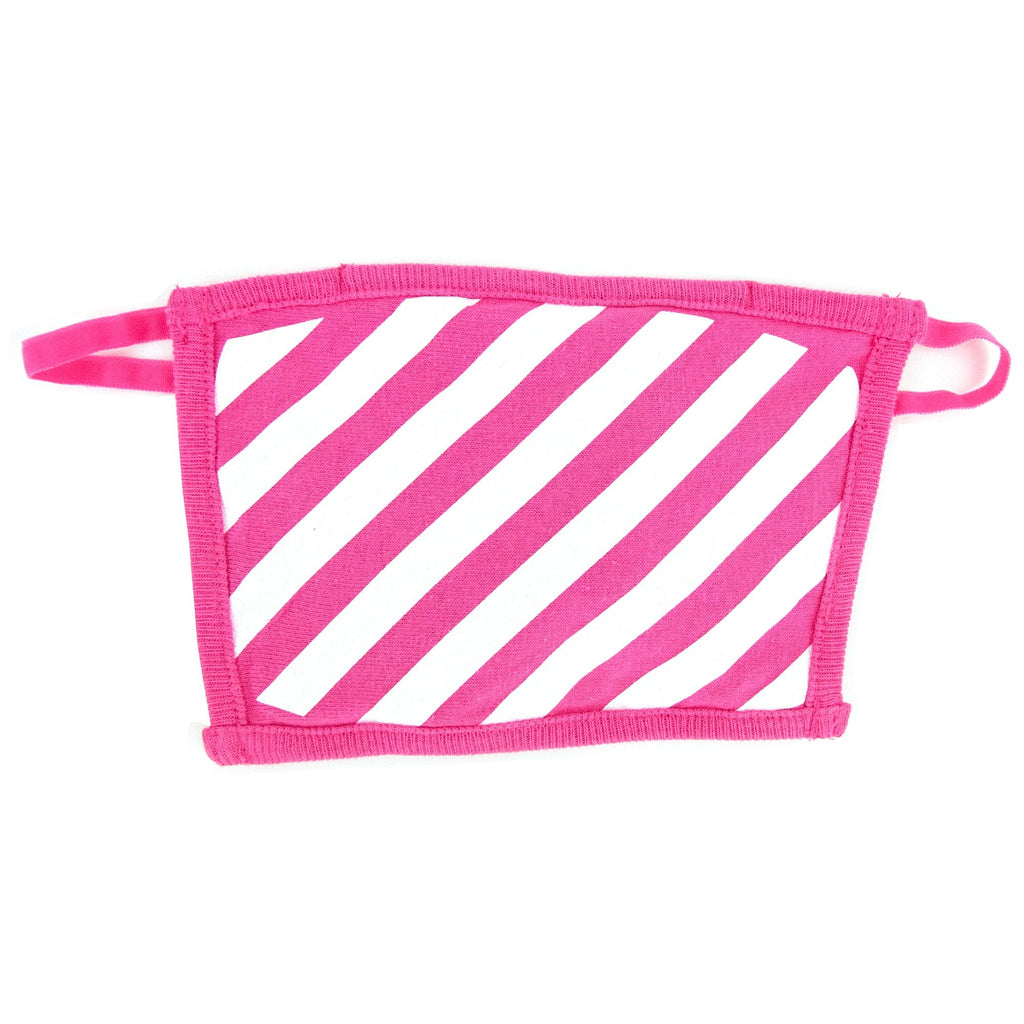 Off White Diagonal Graphic Print Face Mask Fuchsia/white