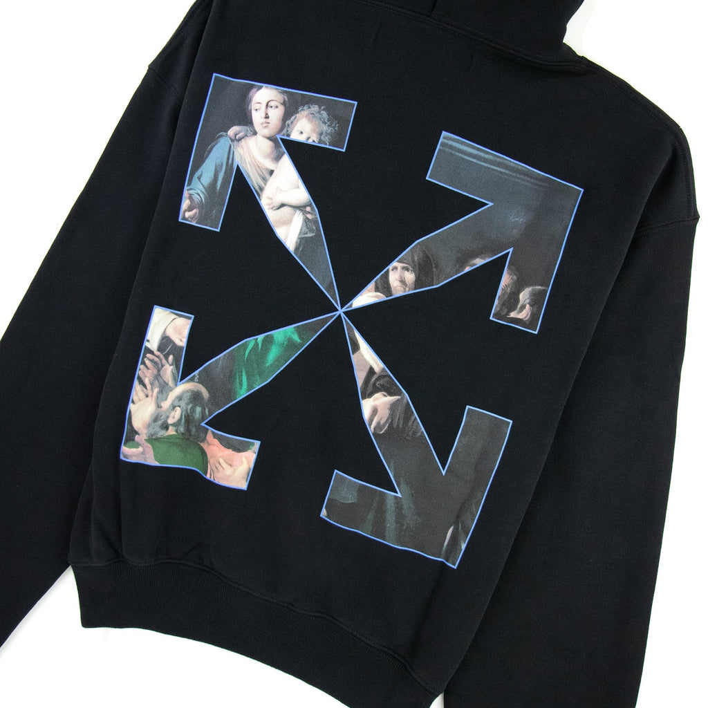 Off White Caravage Printed Hooded Sweatshirt Black/black
