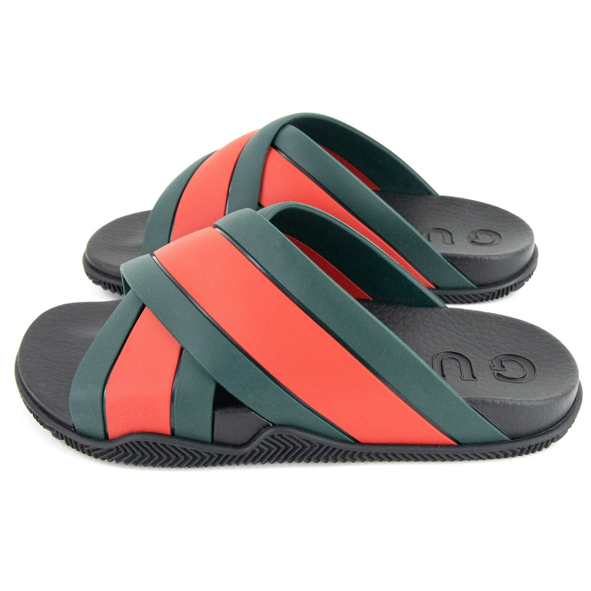 Gucci Rubber Slide Sandal With Web Red/green 8460 – Onu