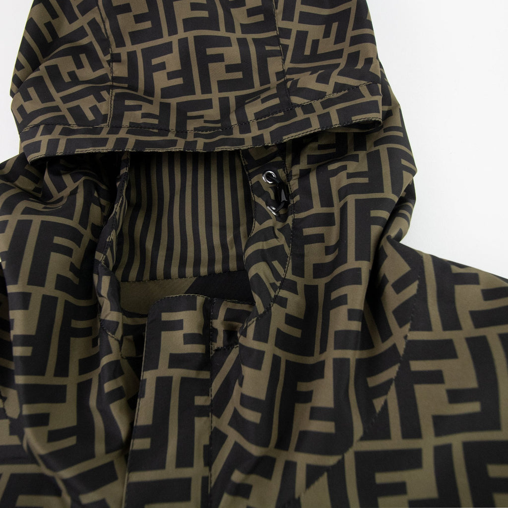 Fendi Reversible Logo Print Shell Hooded Jacket Tobacco/moro