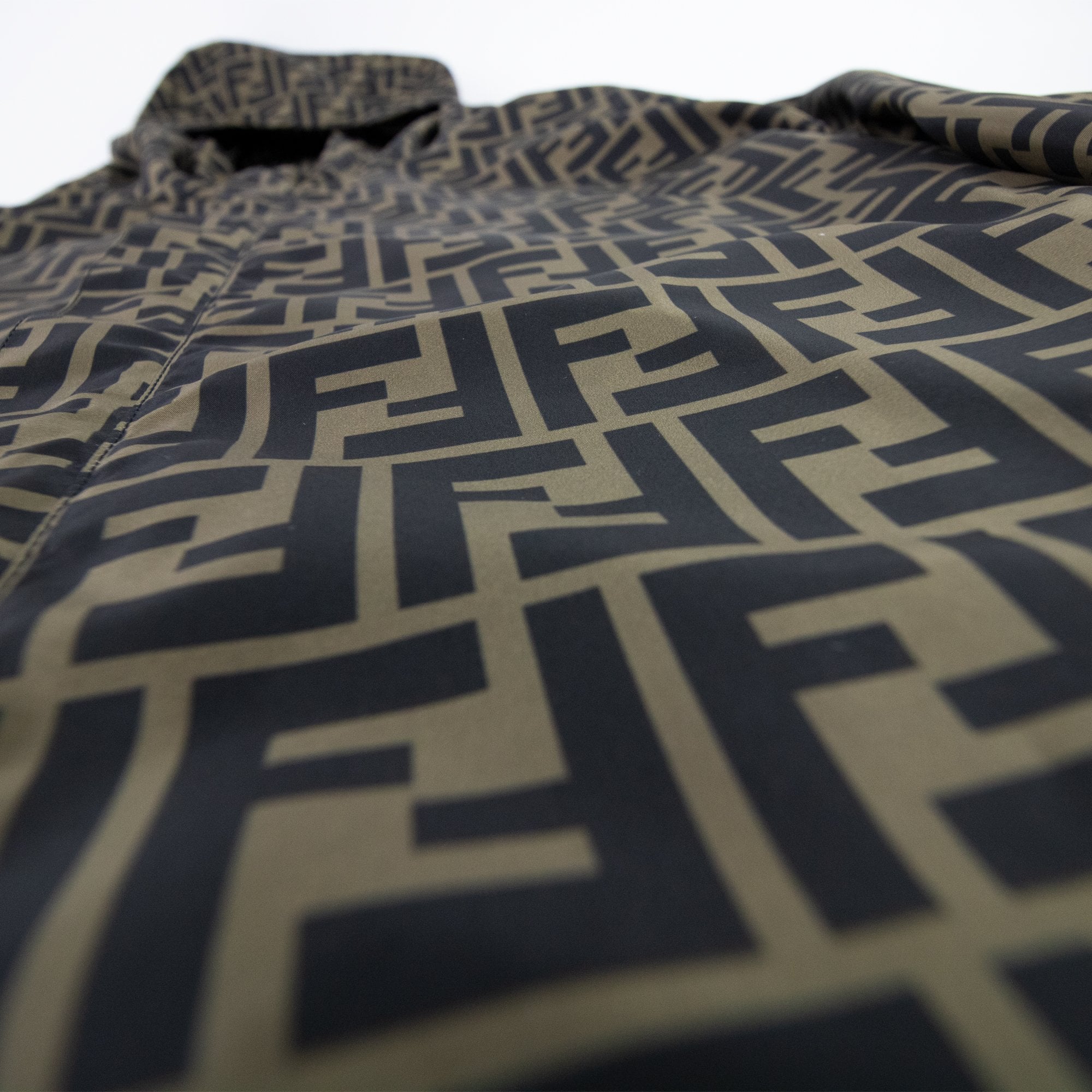 Fendi Reversible Logo Print Shell Hooded Jacket Tobacco/moro