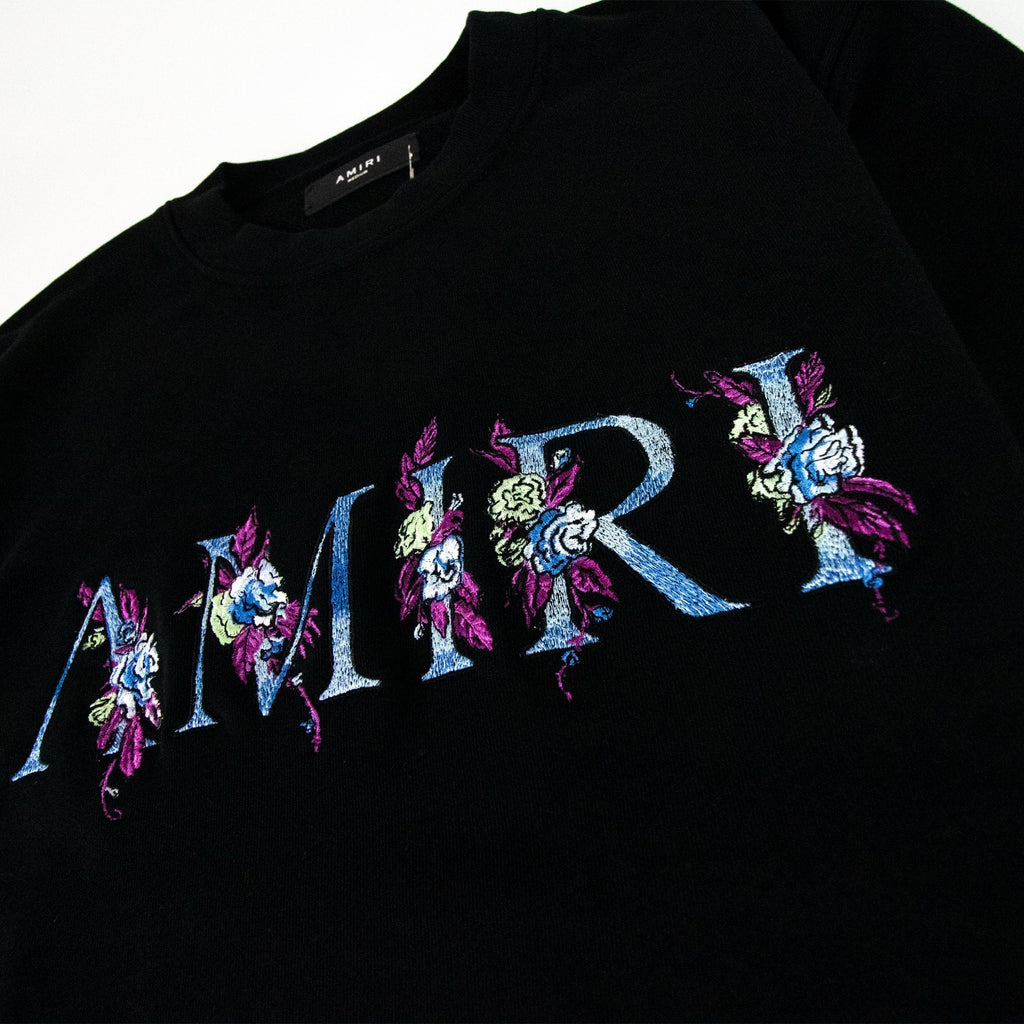 Amiri Floral Crewneck Sweatshirt Black