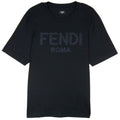 Fendi Embroidered Flower Logo Print T Shirt Black