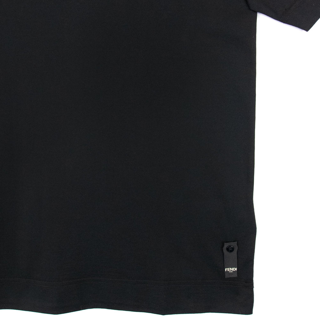 Fendi Embroidered Flower Logo Print T Shirt Black