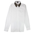 Fendi Ff Logo Collar Long Sleeve Shirt White