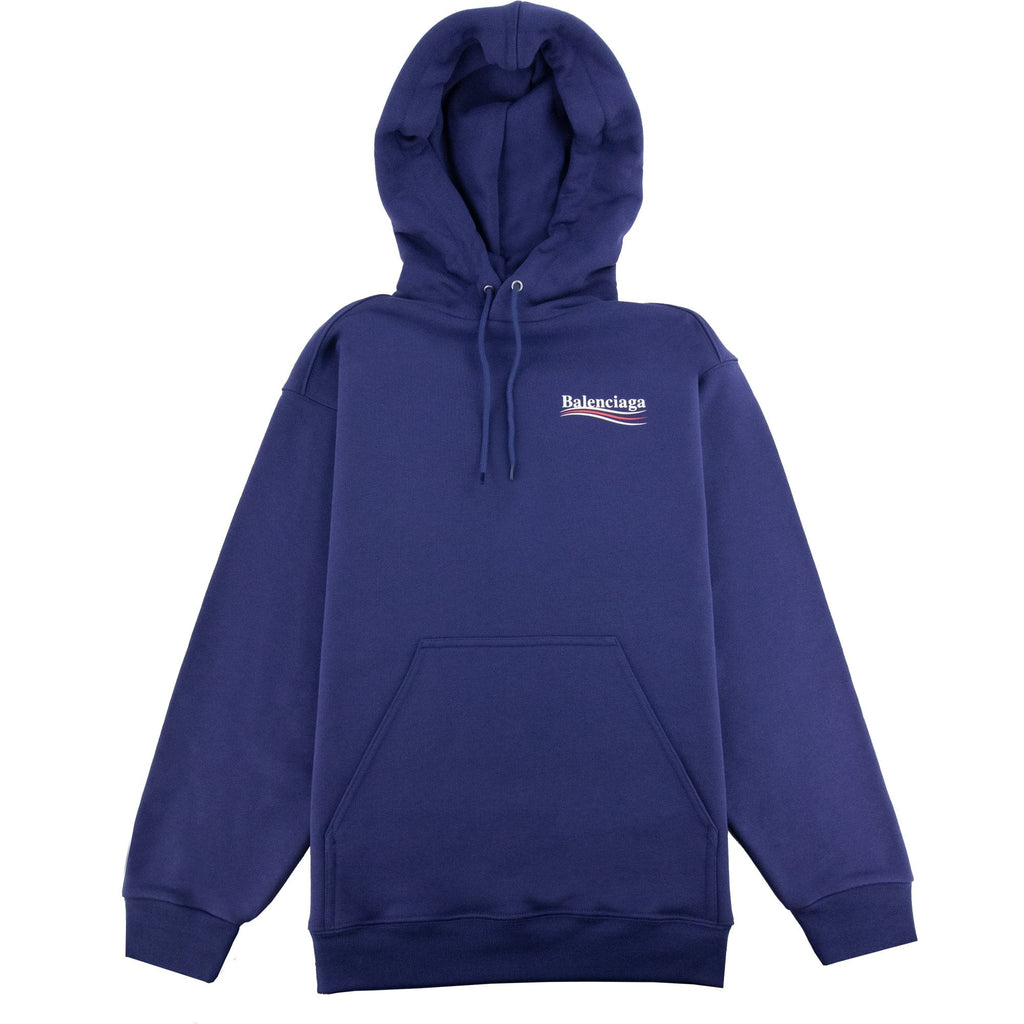 Balenciaga Logo Print Hooded Sweatshirt Blue 1195