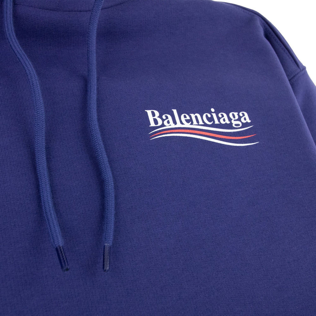 Balenciaga Logo Print Hooded Sweatshirt Blue 1195