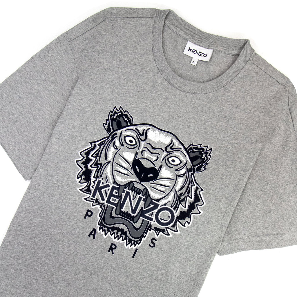Kenzo Varsity Tiger Marled T Shirt Grey 094