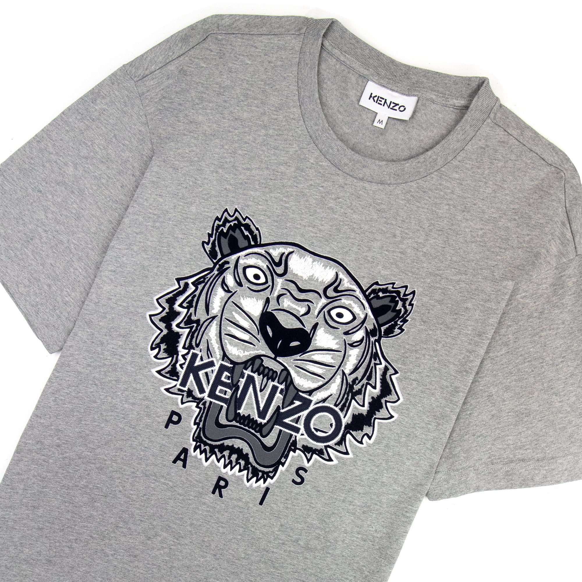 Kenzo Varsity Tiger Marled T Shirt Grey 094