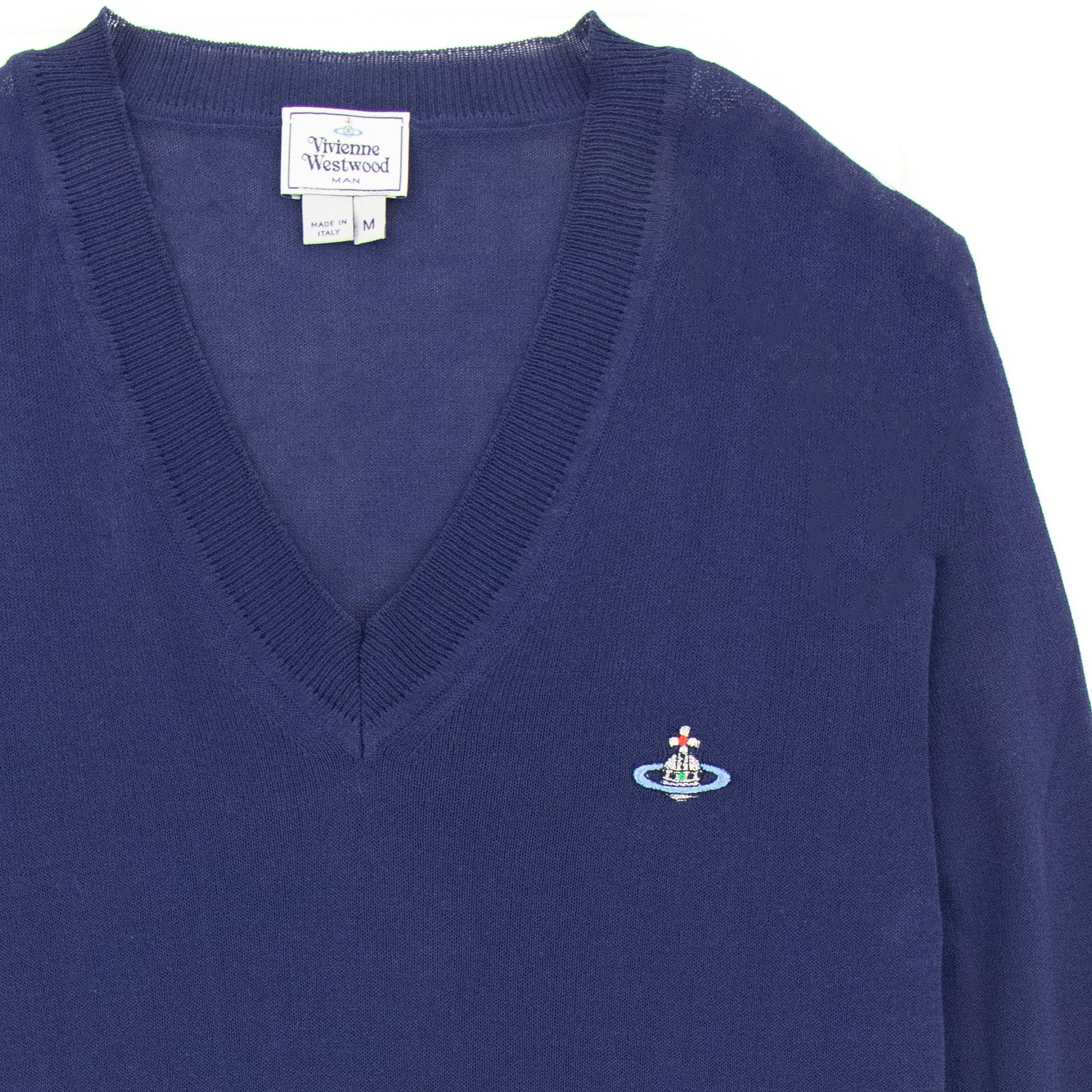 Vivienne Westwood V Neck Knitted Jumper Royal Blue | ONU – Onu