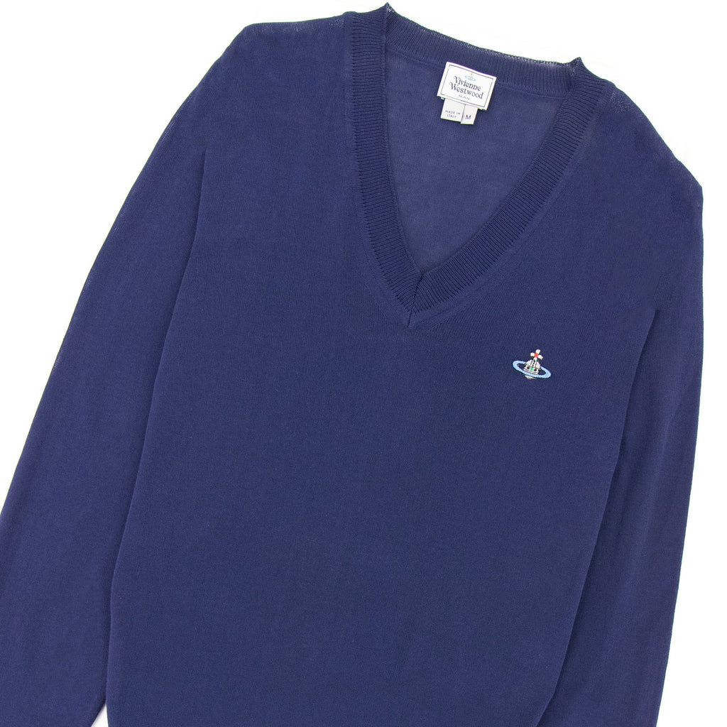 Vivienne Westwood V Neck Knitted Jumper Royal Blue