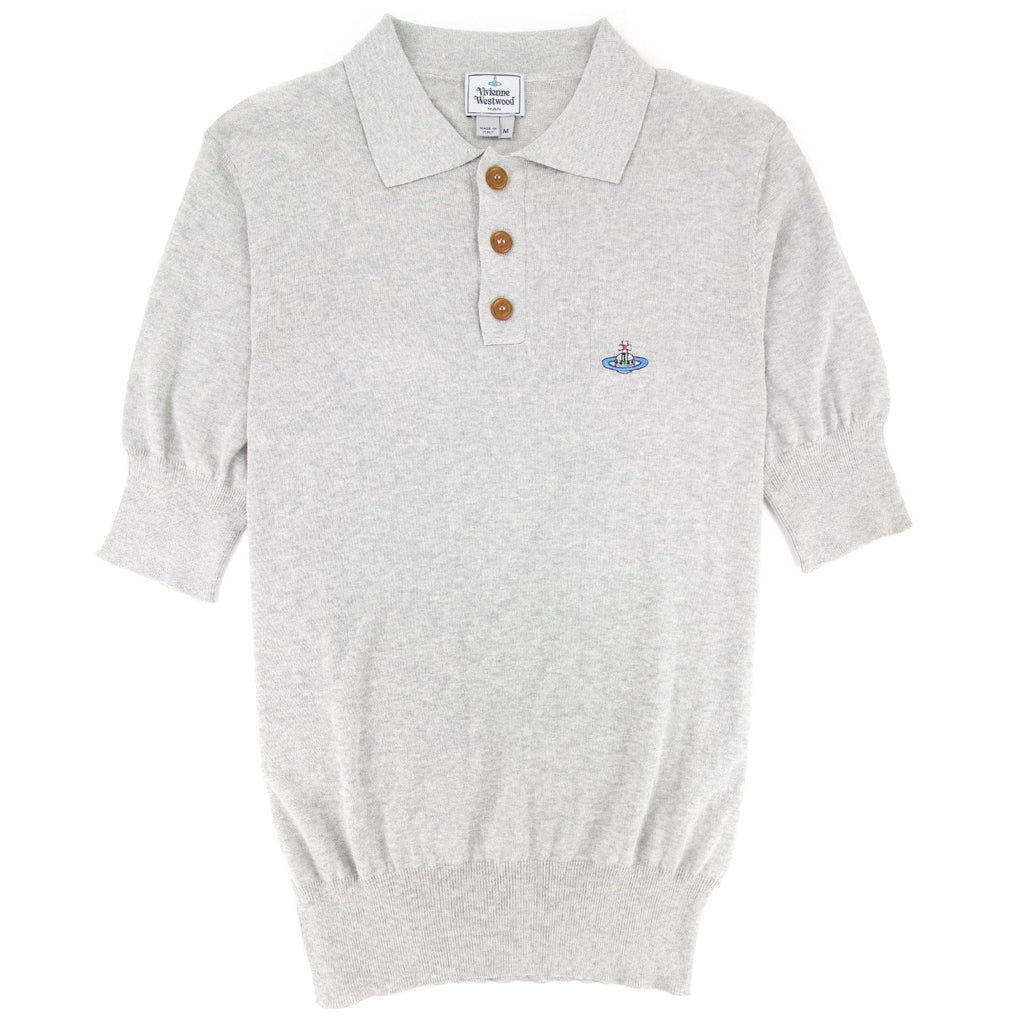 Vivienne Westwood Logo Short Sleeve Cotton Polo Light Grey