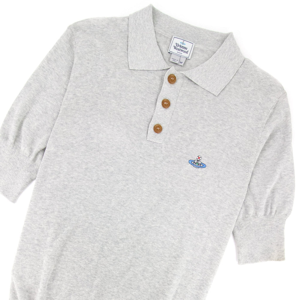 Vivienne Westwood Logo Short Sleeve Cotton Polo Light Grey