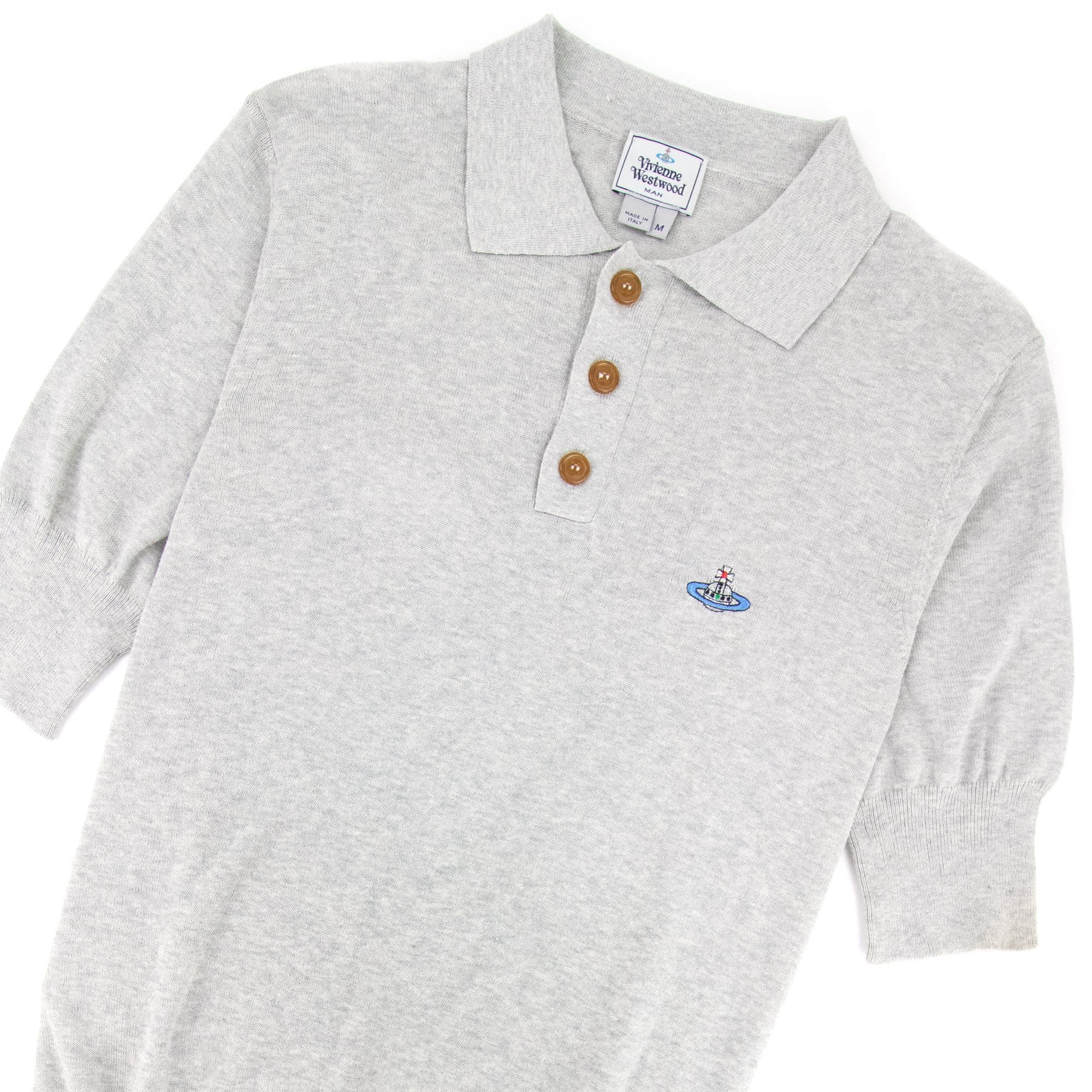 Vivienne Westwood Logo Short Sleeve Cotton Polo Light Grey