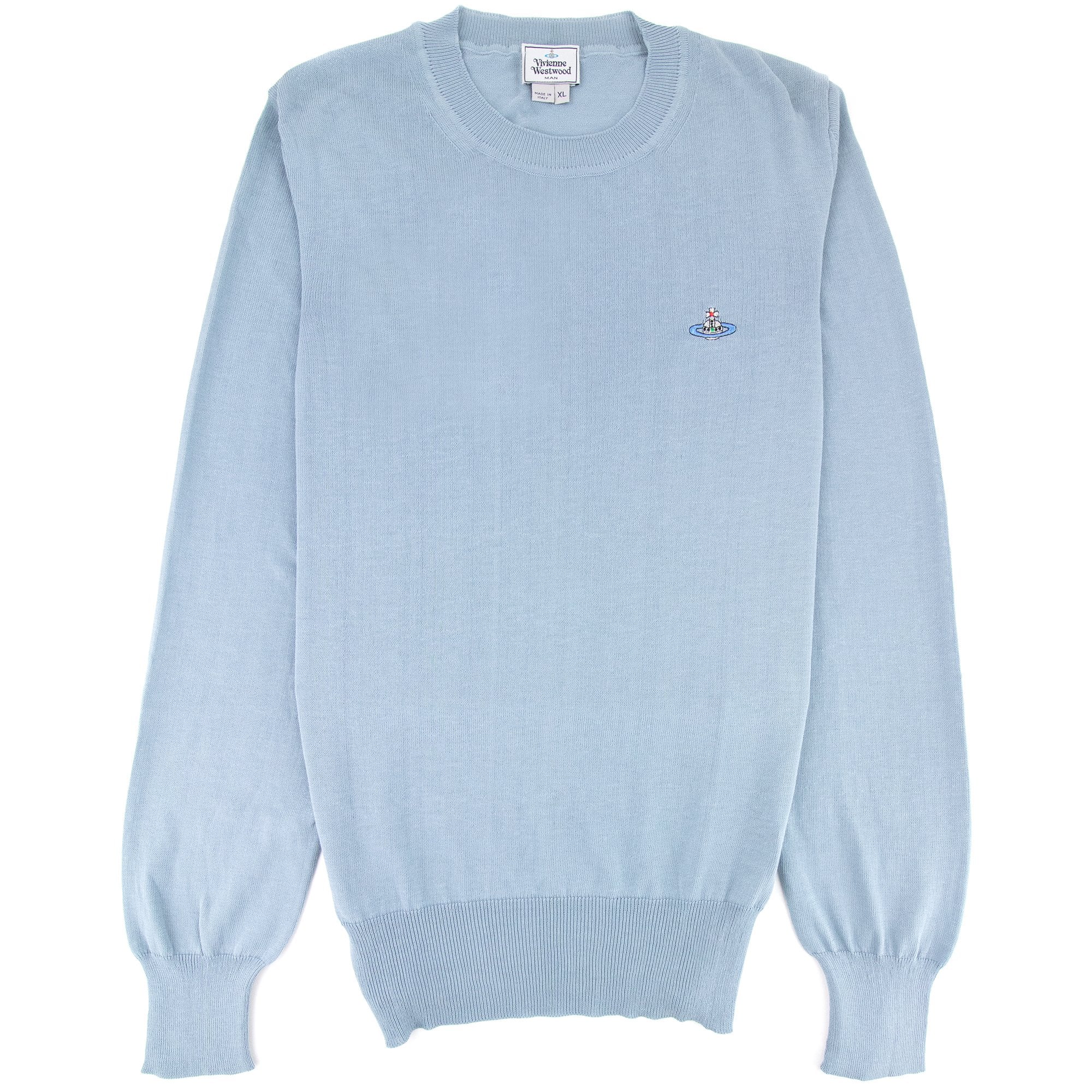 Vivienne Westwood Orb Logo Crewneck Knitted Sweatshirt Ice Blue