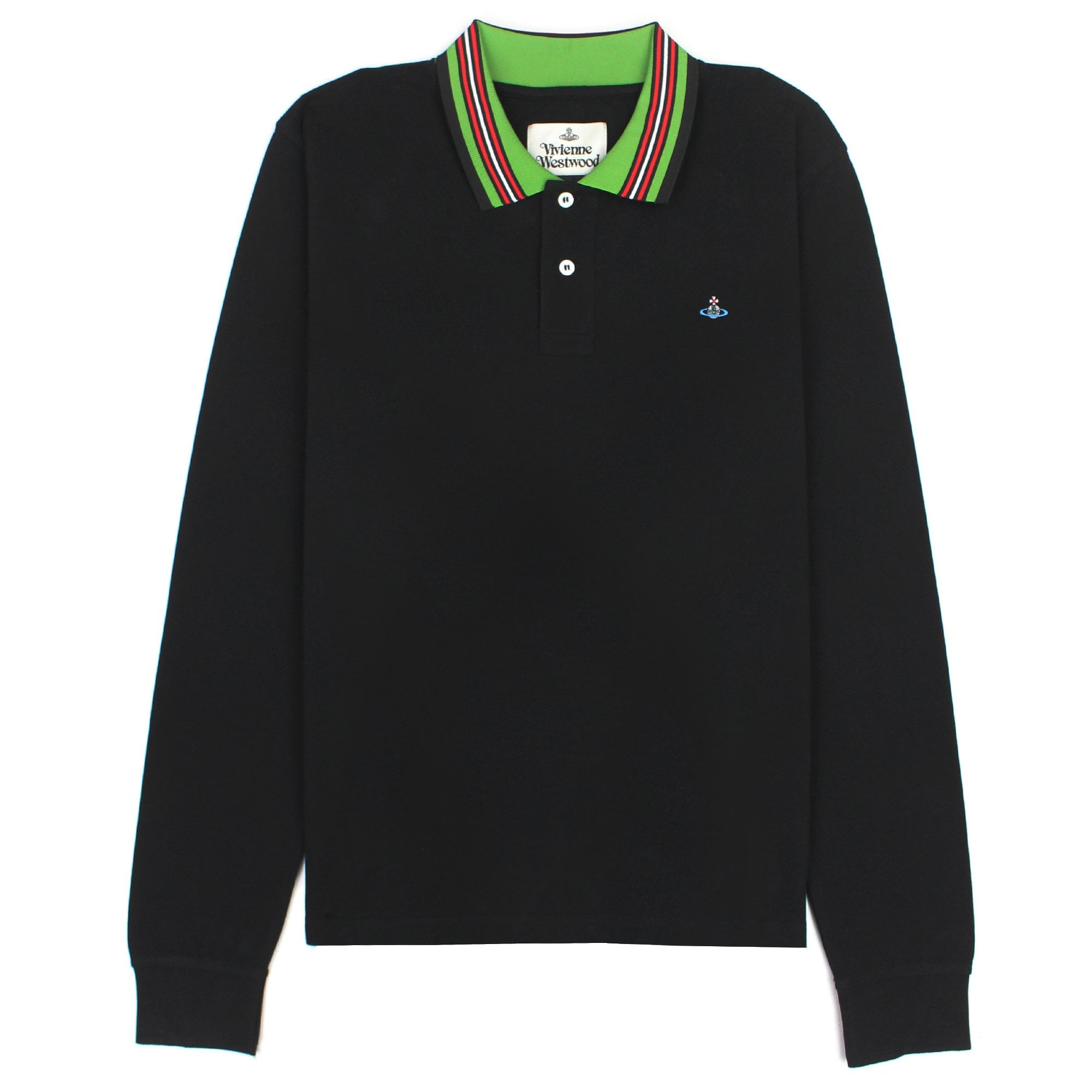 Vivienne Westwood Ls Polo Stripe Collar Black