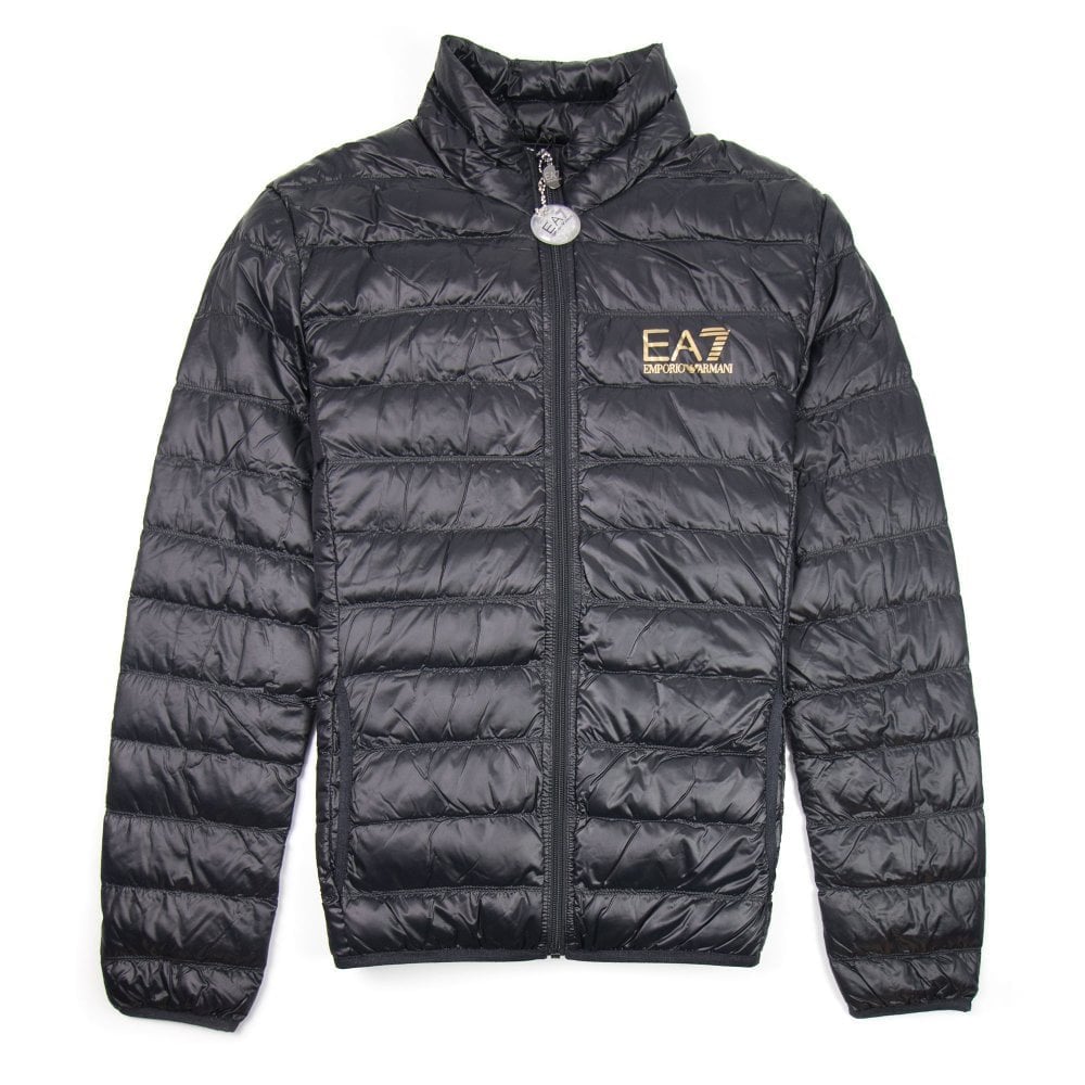 Ea7 funnel Neck Puffa jacket Black/gold