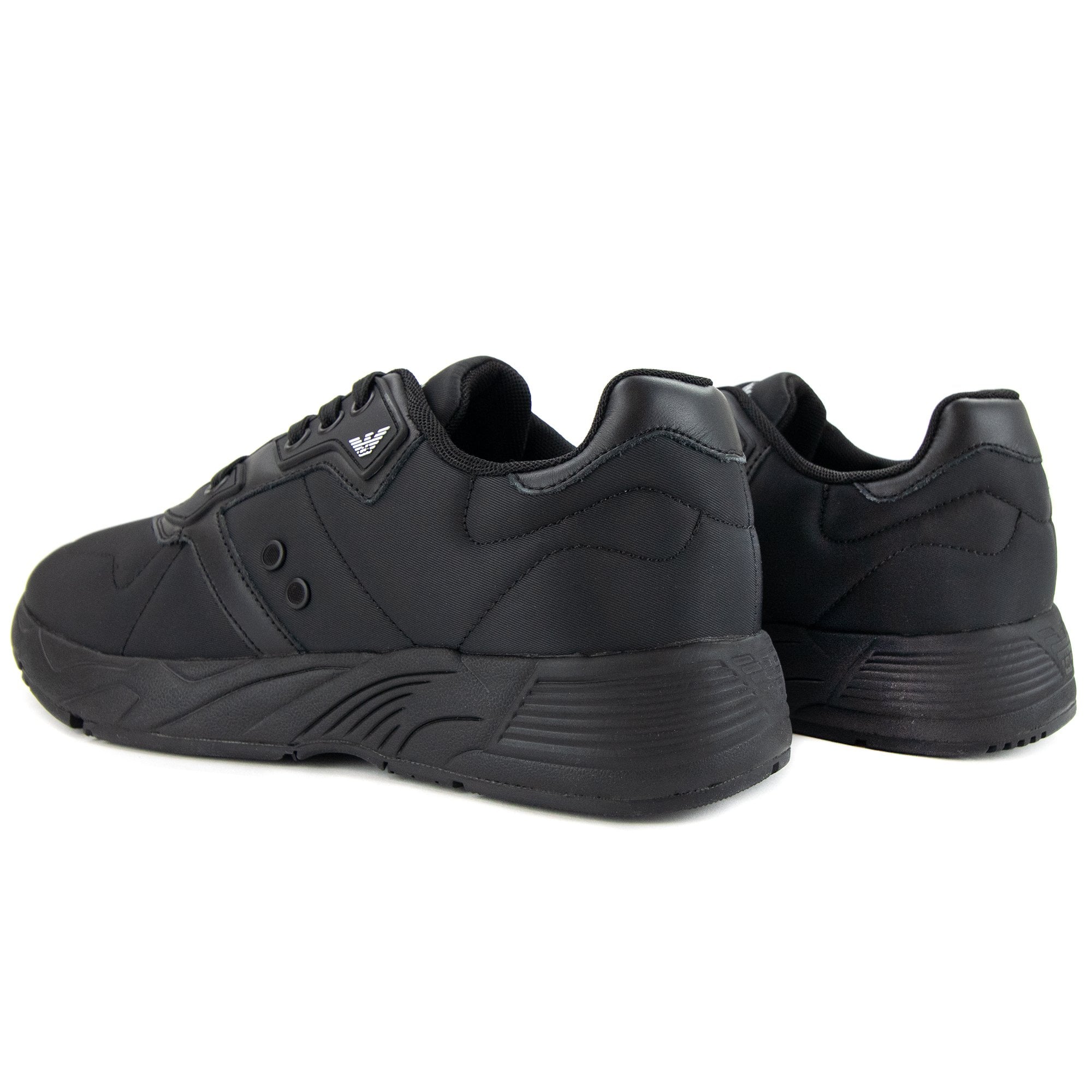 Emporio Armani Logo Leather Details Trainers Black
