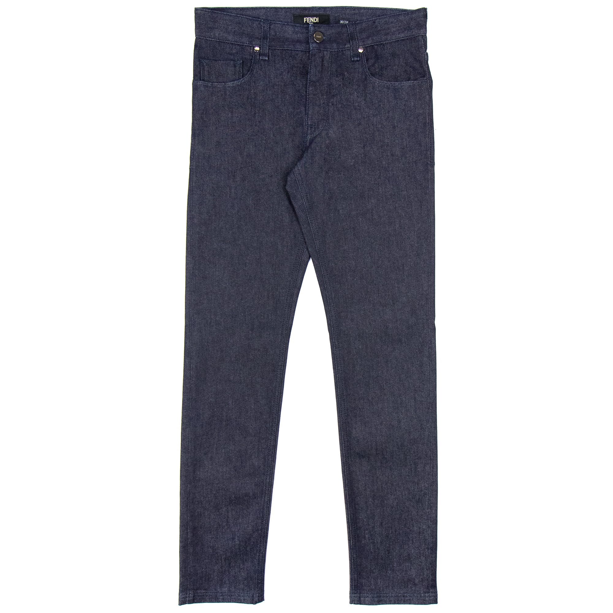 Fendi Effect Lasered FF Logo Jeans Dark Blue