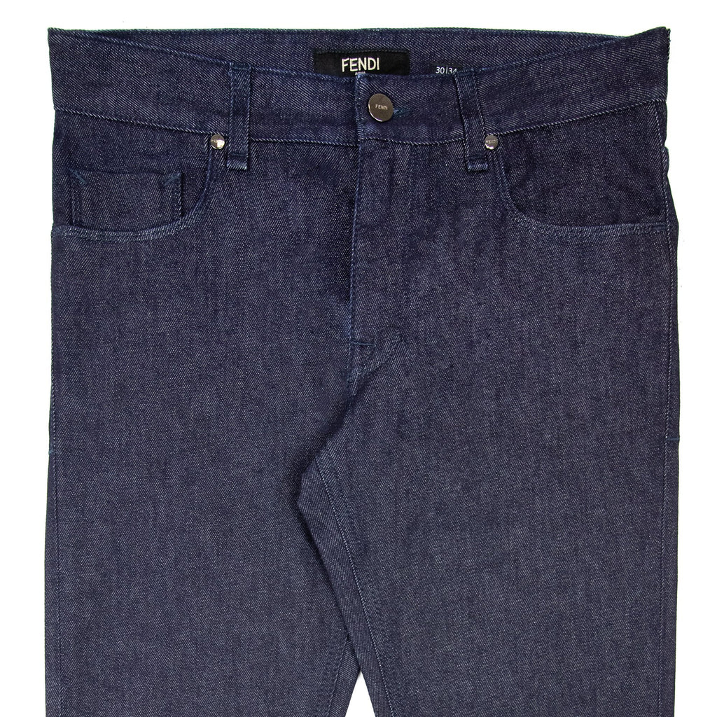 Fendi Effect Lasered FF Logo Jeans Dark Blue