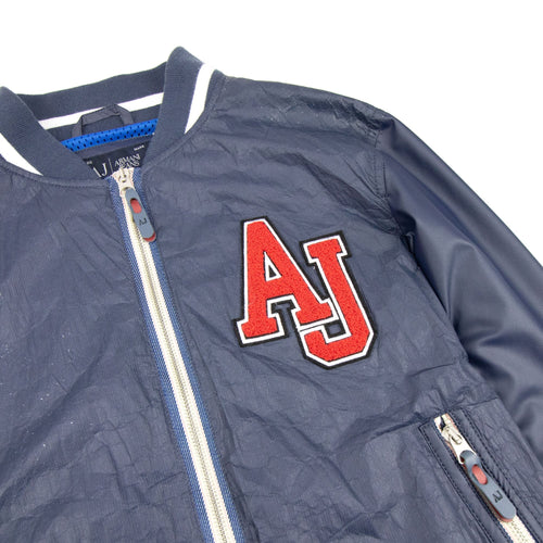 Armani Jeans Embossed Logo Bomber Jacket Blue
