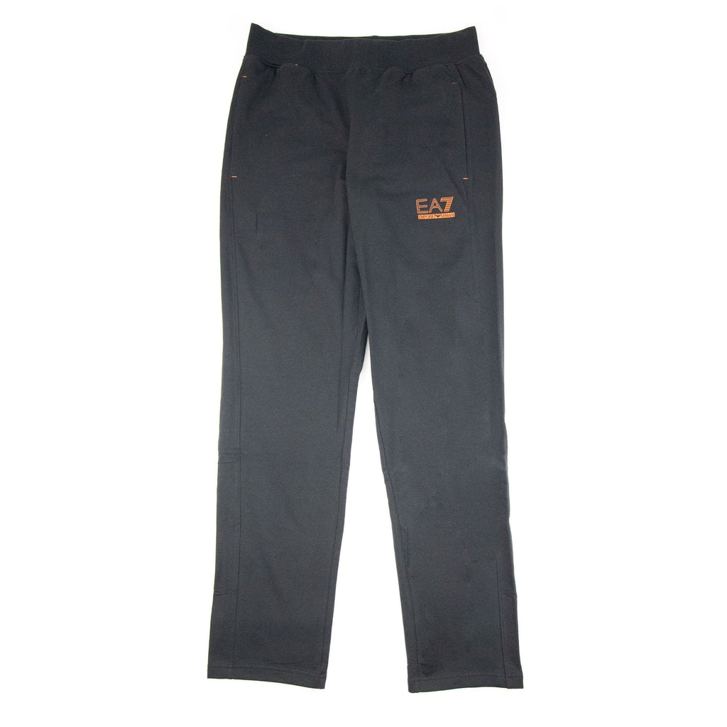 EA7 Rubber Logo Straight Cuff Track Pants Black