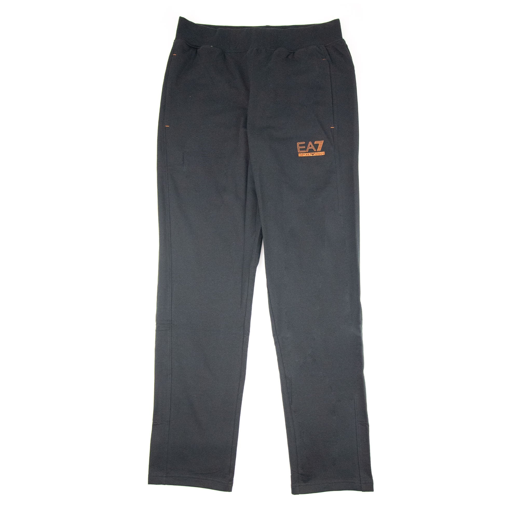 EA7 Rubber Logo Straight Cuff Track Pants Black